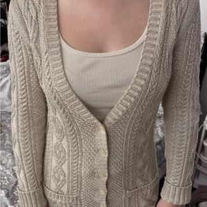 Ralph Lauren Beige Cable Knit Cardigan